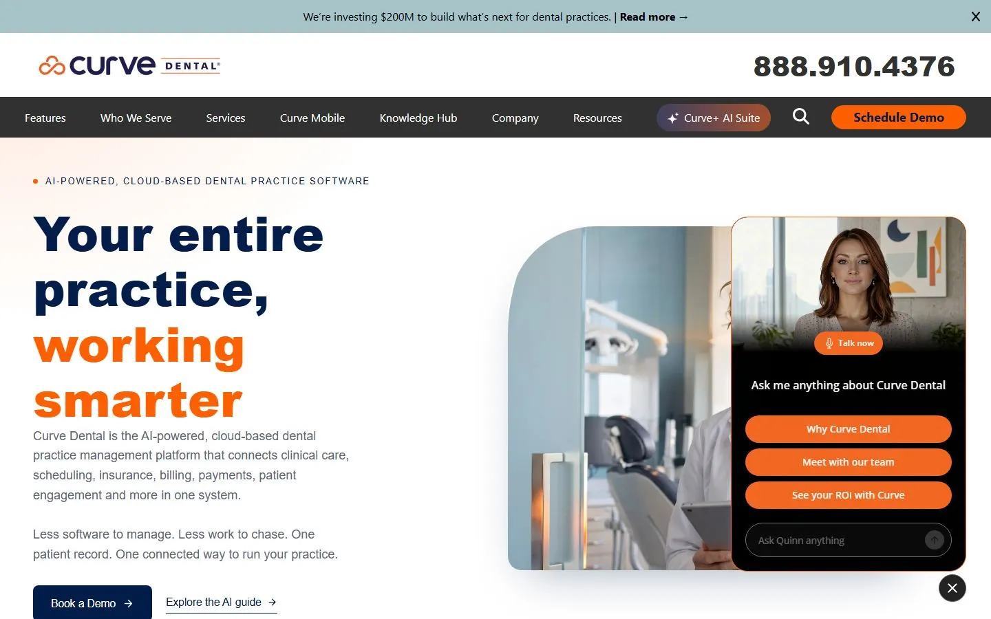 Curve Dental homepage