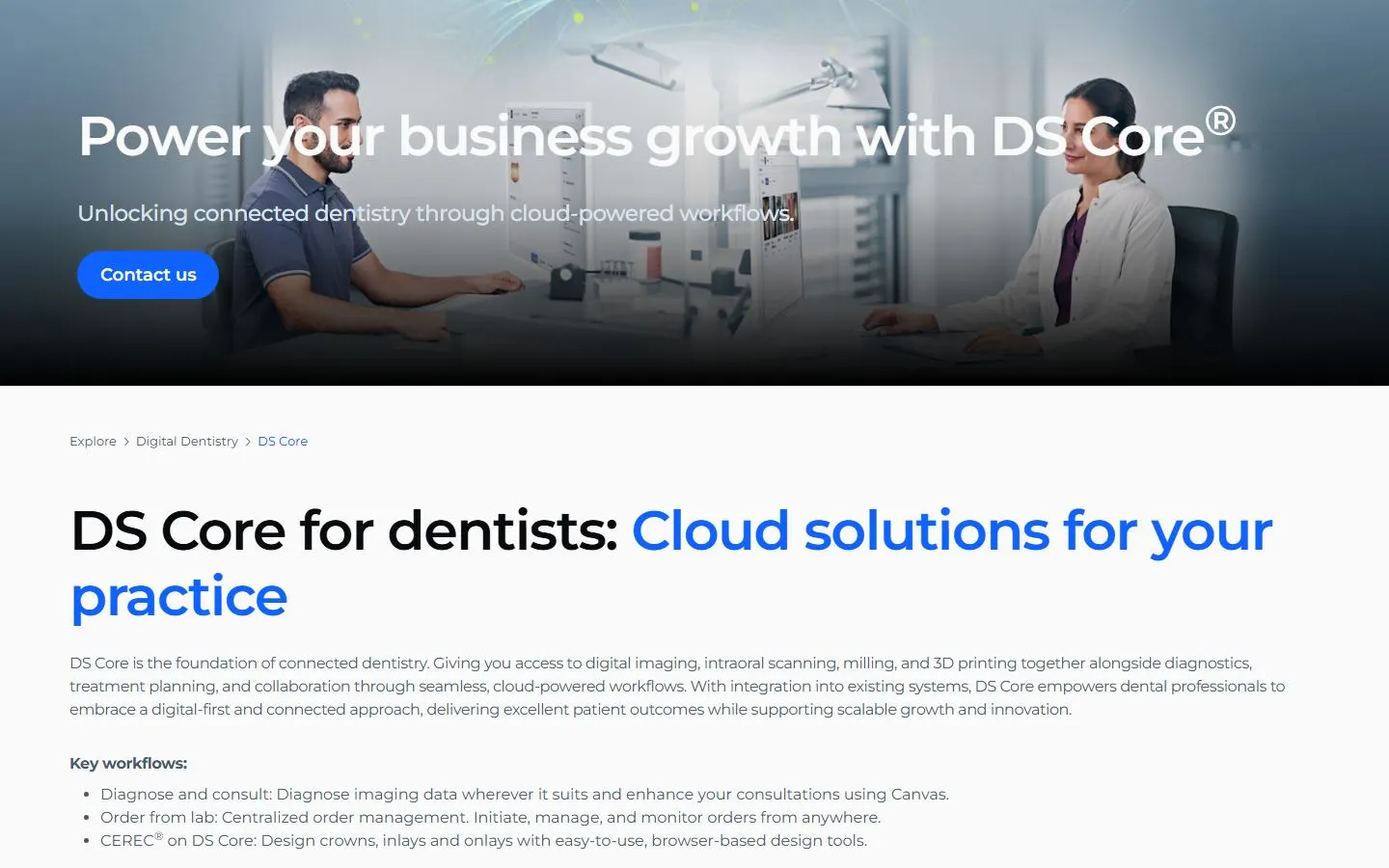Dentsply Sirona DS Core homepage